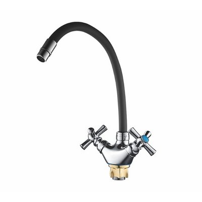 Смеситель д/мойки DIONIS DBB4-KD-535, мет.мах ,на гайке, черный гибкий излив