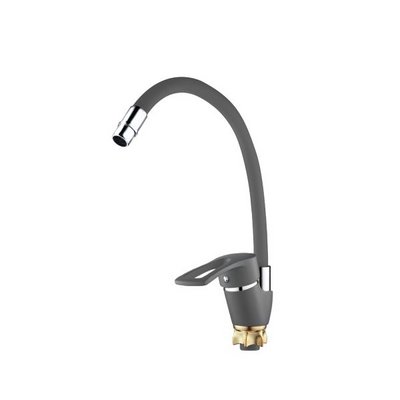 Смеситель д/мойки DIONIS DNE8-KG-FA-305, картр. d40, серый корп, серый гибкий излив