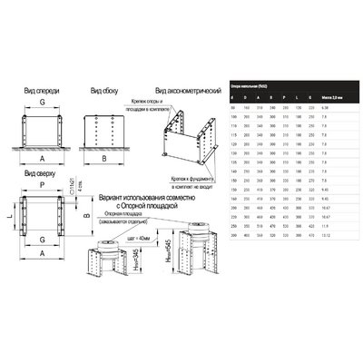 Опора напольная (430) 115х200, дымоход FERRUM