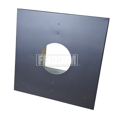 Потолочно проходной узел H (430/0,5 мм + мин. эмаль /600° черная) Ф200, дымоход FERRUM