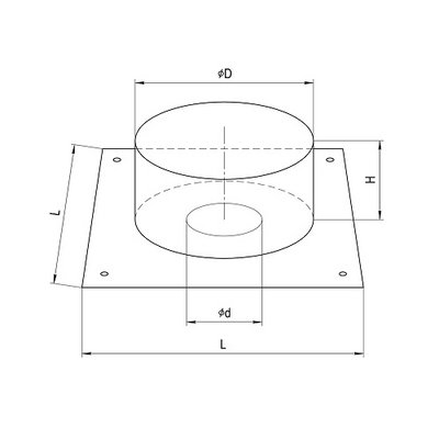 Потолочно проходной узел (430/0,5 мм) Ф210, дымоход FERRUM
