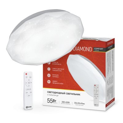 Светильник светодиодный COMFORT DIAMOND 55Вт 230В 3000-6500K 4400Лм 350x90мм с пультом ДУ IN HOME