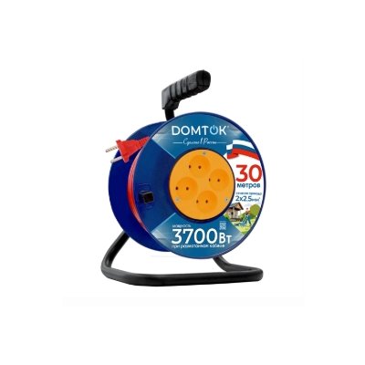 Сетевой удлинитель ДОМТОК (4г/30м/2*2,5/3700W) б/з,катушка