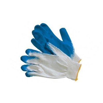 Перчатки х/б с син.прорезин.лад (уп-10)
