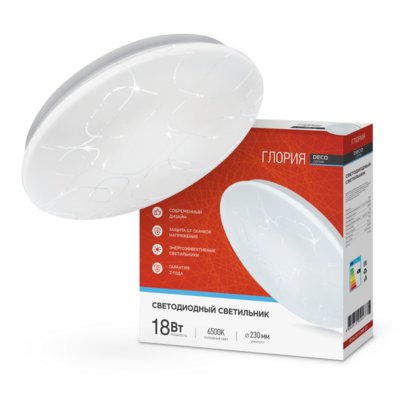 Светильник светодиодный серии DECO ГЛОРИЯ 18Вт 230В 6500К 1620Лм 260х55мм IN HOME