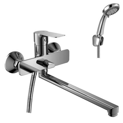 Смеситель д/ванны Rossinka, с плоск.изливом 350мм, р/ОД, хром, латунь