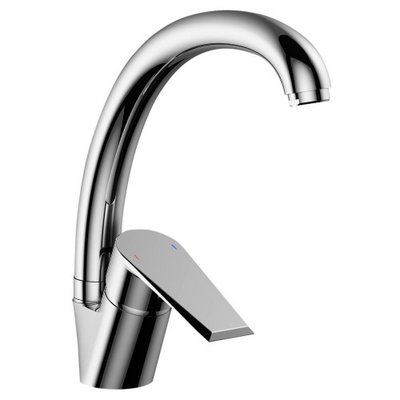 Смеситель д/мойки Rossinka ,выс.пов.излив 240мм, р/ОД, хром. латунь