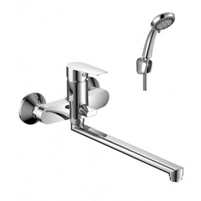 Смеситель д/ванны Rossinka, плоск.пов.излив 350мм, р/ОД, хром, латунь