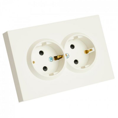 Розетка 2гн с/з ЭМИЛИ Белый фарфор,16А с защ.шторкой, soft touch RST16-5114-01/ 6