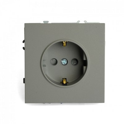 Розетка 1гн с/з ЭМИЛИ Платиново-серый 16А с защ.шторкой, soft touch RST16-5110-10/ 12
