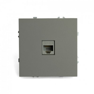 Розетка 1гн, компьютерная RJ-45 , ЭМИЛИ Платиново-серый soft touch PFR00-5117-10/ 12