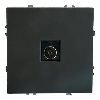 Розетка 1гн, TV , ЭМИЛИ Черный уголь soft touch PFR00-5108-05 75 Ом/ 12