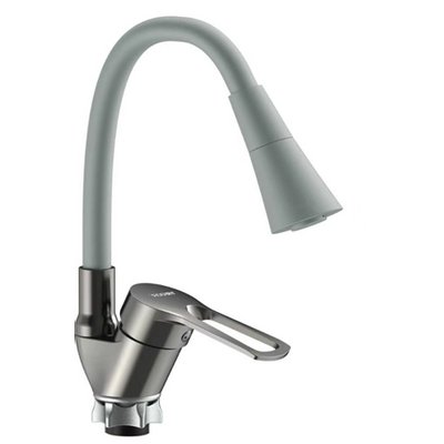 Смеситель д/мойки DIONIS DNE8-LG-FB-305, картр. d40,гайка, графит, гибкий излив