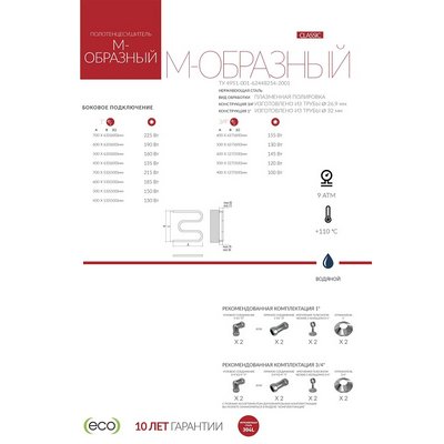 Полотенцесушитель Р50*60  АISI М-обр