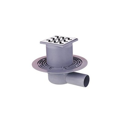 Трап 105x105/50 угловой, нерж. решетка, гидр-р-мокрый. Alcaplast