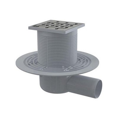 Трап 105x105/50 угловой, нерж. решетка, гидр-р-мокрый. Alcaplast