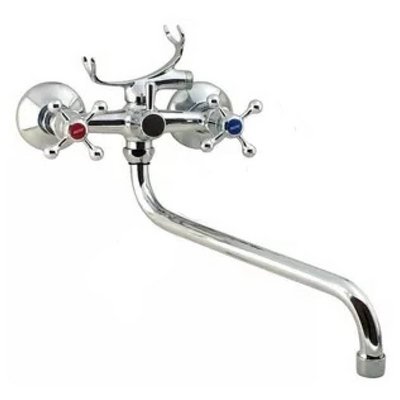 Смеситель д/ванны Сorona DK-2832, излив 30 см, кер. кнопка дивертер, мах. крест металл