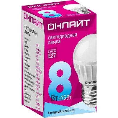 Лампа ОНЛАЙТ OLL-G45-8-230-4K-E27 71 627