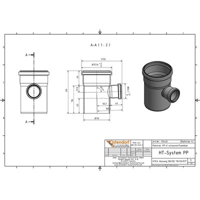 Тройник ПП 110/50x87° OSTENDORF