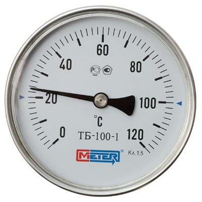 Термометр биметаллический ТБ-063-1  с задн. подключ. 1/2 0-120, шток 40мм