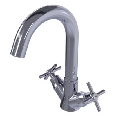 Смеситель д/мойки/умыв Oasis, латунь двухвентильный крест, нерж, под гайку,