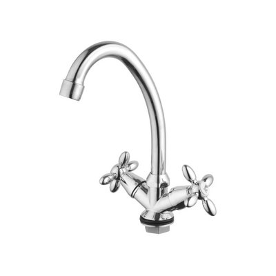 Смеситель д/мойки/умыв Oasis, латунь двухвентильный крест, нерж, под гайку,