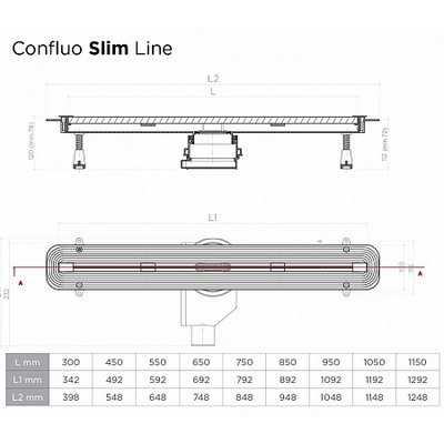 Желоб водоотводящий Pestan Confluo Confluo Slim Line 850 (ультратонкая решетка)