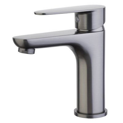 Смеситель д/мойки/умыв Sanday SD 34422-25 латунь+нерж.сталь,оружейная сталь,картридж D35,гайка