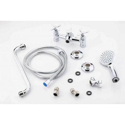 Смеситель д/ванны Sanday SD 630705, латунь,хром,кран-букса кер. LUX,излив L-обр. 35 см.