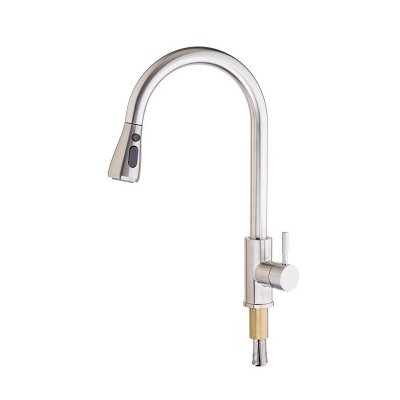 Смеситель д/мойки Sanday нерж. сталь,картр. D35,оружейная стать,вытяжная лейка ,гайка 801-25