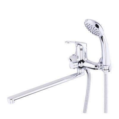 Смеситель д/ванны Sanday SD 400506-D латунь,хром,картридж D35, излив L-обр. 35 см. кроншт. лейки