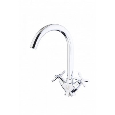 Смеситель д/мойки Sanday SD470187,  латунь, хром, мет. маховик, гайка