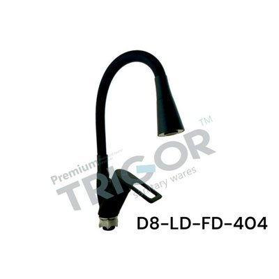 Смеситель д/мойки TRIGOR D8-LD-FD-404, картр. d40,гайка, черный корпус, гибкий черный излив