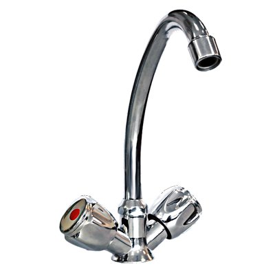 Смеситель д/мойки TRIGOR KUB8-KD-450/404, картр. d40, гайка, сатин, гибкий излив черн. излив