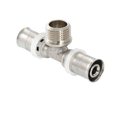 Тройник пресс с переходом на нар. р. VALTEC 20х1/2