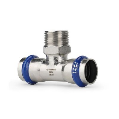 Тройник раструбный Varmega Inox Press с наружной резьбой 18x1/2