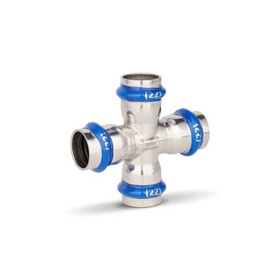 Крестовина раструбная Varmega Inox Press 15x15x15x15