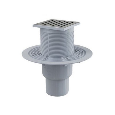 Трап 150x150/50 угловой, нерж. решетка, регулируемый, гидр-р-комб Valfex