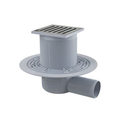 Трап 150x150/50 угловой, нерж. решетка и кант, гидр-р-комб Valfex