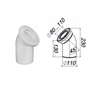 Слив-выпуск для унитаза жесткий  DN 110*45 гр, Уклад